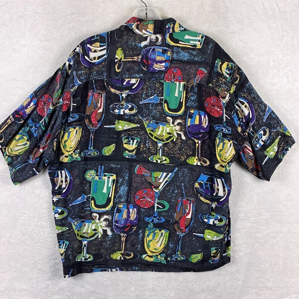 VTG Kahala Hawaiian Shirt Men M Multicolor Cocktails Tiki AOP Rayon Tropical USA
